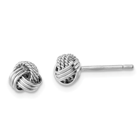 Sterling Silver Rhodium-plated Triple Knot Rope Post Earrings