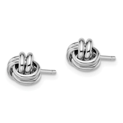 Sterling Silver Rhodium-plated Double Knot Post Earrings