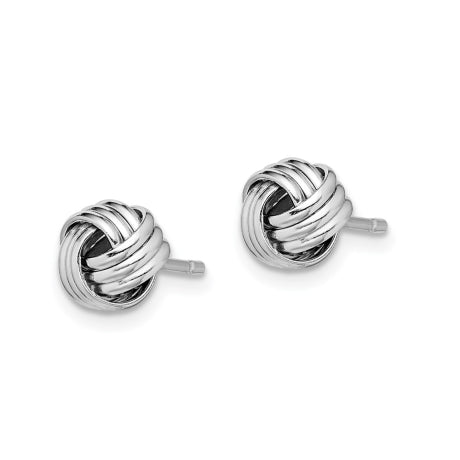 Sterling Silver Rhodium-plated Triple Knot Post Earrings