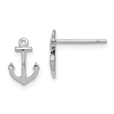 Sterling Silver Rhodium-plated Anchor Post Earrings