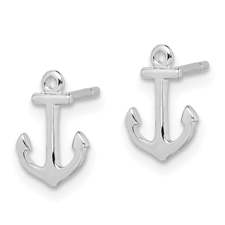 Sterling Silver Rhodium-plated Anchor Post Earrings