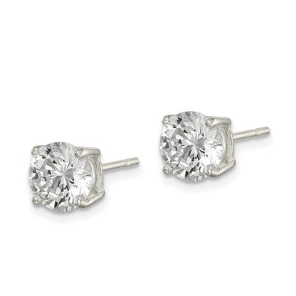 Sterling Silver Polished 7mm CZ Post Earrings