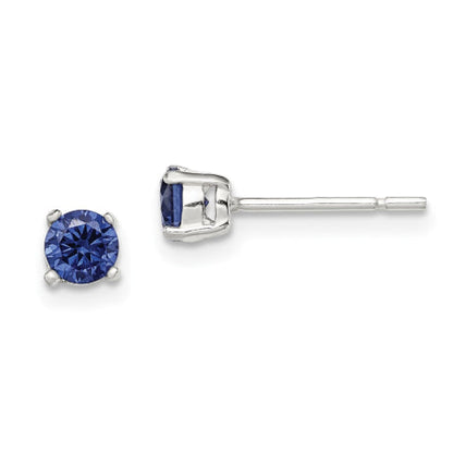 Sterling Silver Blue CZ Post Earrings