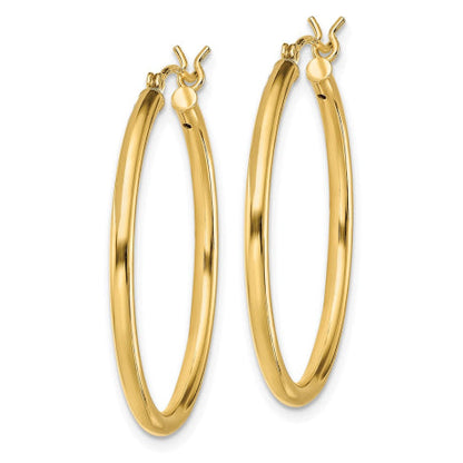 Sterling Silver Gold-Tone Polished 2x30mm Hoop Earrings