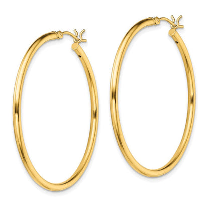 Sterling Silver Gold-Tone Polished 2x40mm Hoop Earrings