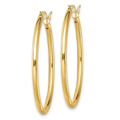 Sterling Silver Gold-Tone Polished 2x35mm Hoop Earrings