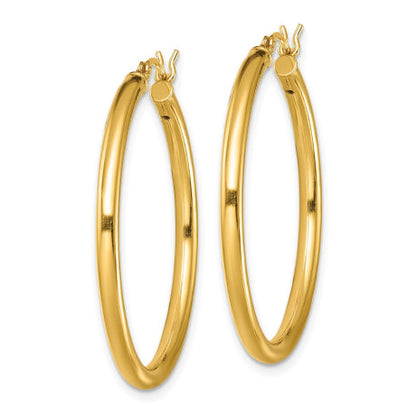 Sterling Silver Gold-Tone Polished 2.5x35mm Hoop Earrings