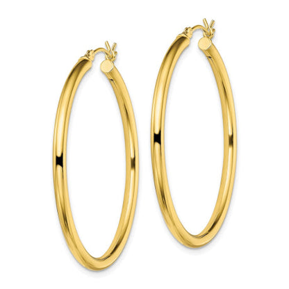 Sterling Silver Gold-Tone Polished 2.5x40mm Hoop Earrings