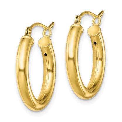 Sterling Silver Gold-Tone Polished 3x20mm Hoop Earrings