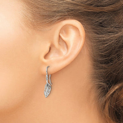 Sterling Silver Leaf Dangle Earrings