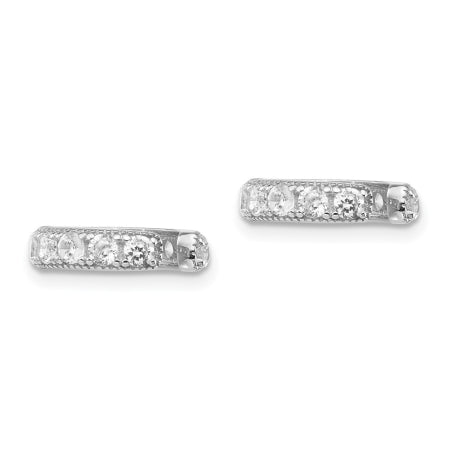 Sterling Silver Rhodium-plated CZ Ear Cuff Earrings