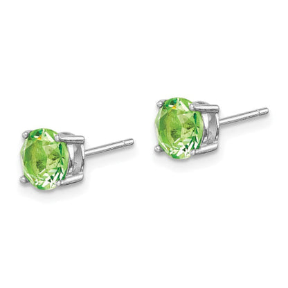 Sterling Silver Rhod-pltd Light Green Crystal Birthstone Earrings