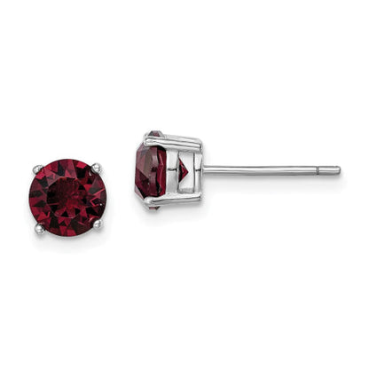 Sterling Silver Rhod-pltd Burgundy Crystal Birthstone Earrings