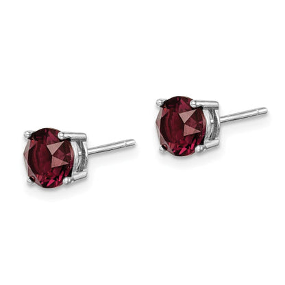 Sterling Silver Rhod-pltd Burgundy Crystal Birthstone Earrings