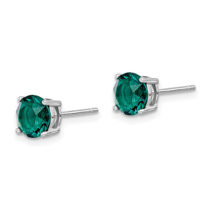 Sterling Silver Rhod-pltd Green Crystal Birthstone Earrings