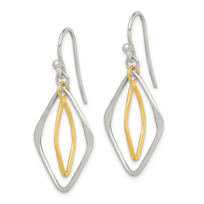 Sterling Silver Gold Tone Polished Dangle Earrings