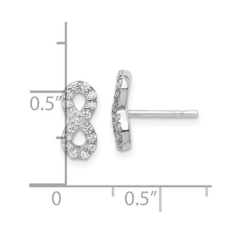 Sterling Silver Rhodium Plated CZ Infinity Post Earrings