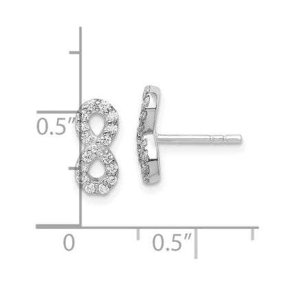 Sterling Silver Rhodium Plated CZ Infinity Post Earrings