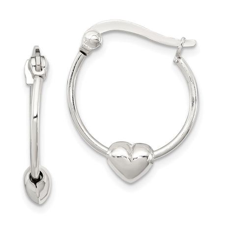 Sterling Silver Heart Hoop Earrings