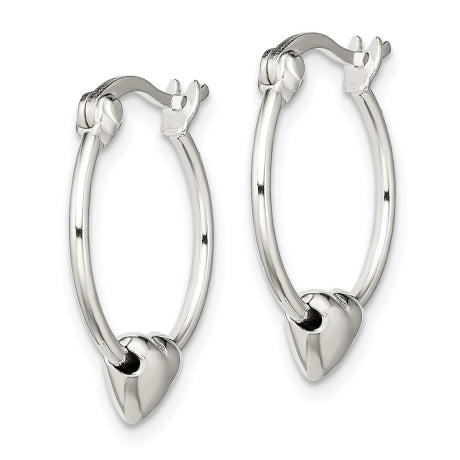 Sterling Silver Heart Hoop Earrings