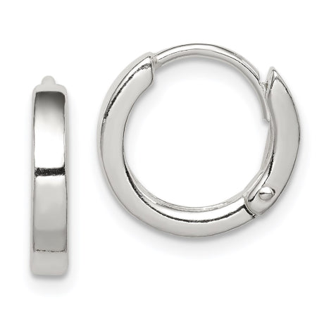 Sterling Silver Round Hinged Hoop Earrings