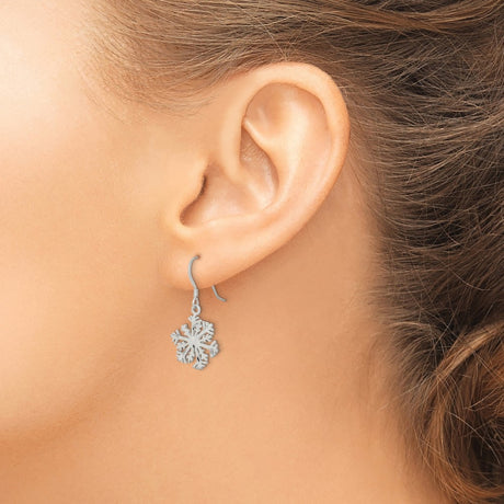 Sterling Silver Satin Snowflake Earrings