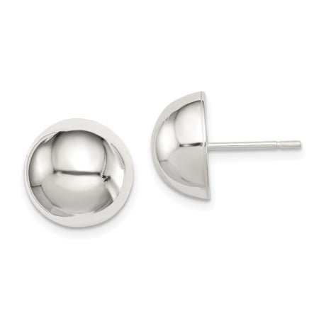 Sterling Silver Polished 12mm Button Earrings