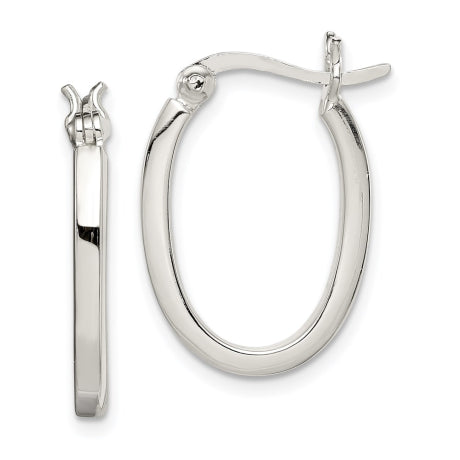 Sterling Silver 2.00mm Square Tube Oval Hoop Earrings