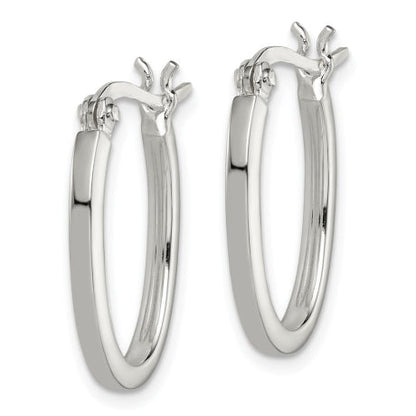 Sterling Silver 2.00mm Square Tube Oval Hoop Earrings