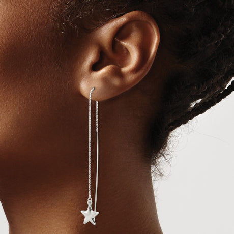 Sterling Silver Star Threader Earrings