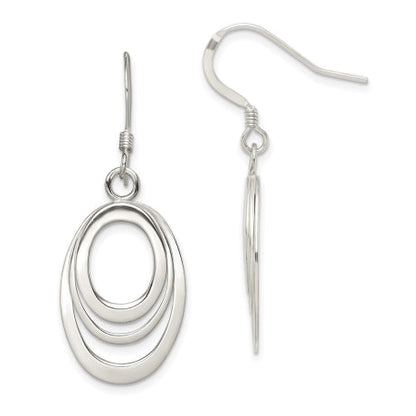 Sterling Silver Oval Dangle Earrings