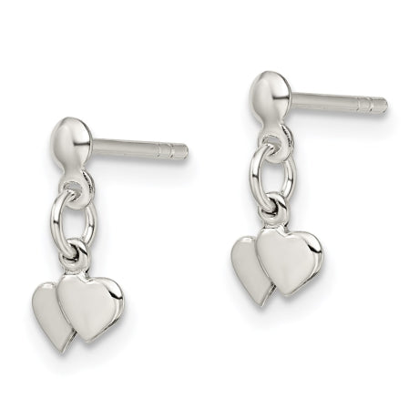 Sterling Silver Dangling Hearts Earrings