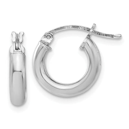 Sterling Silver Rhodium-plated 3mm Round Hoop Earrings