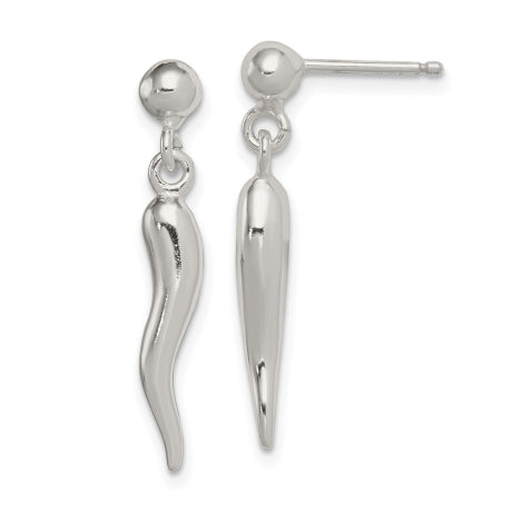 Sterling Silver Italian Horn Earrings