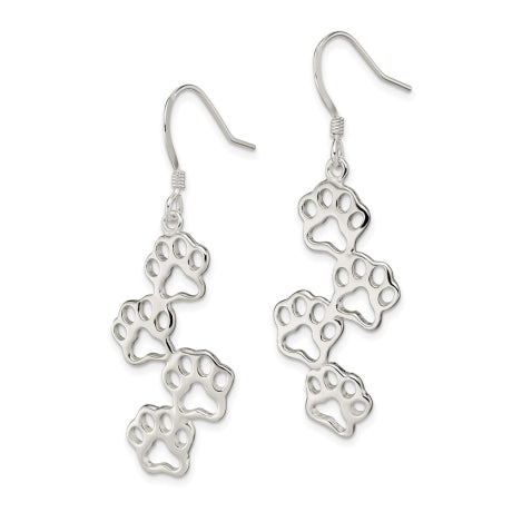 Sterling Silver Paw Prints Earrings