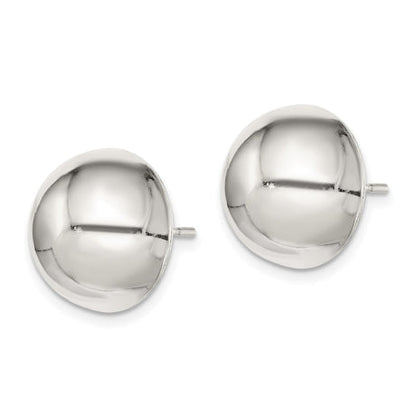 Sterling Silver Polished 14mm Button Earrings