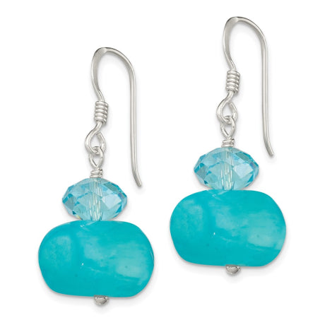 Sterling Silver Aquamarine Crystal and Blue Jade Earrings