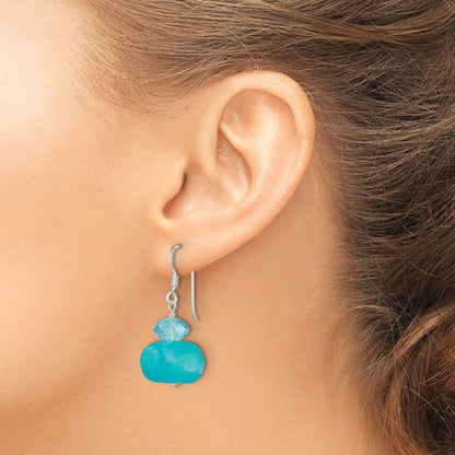 Sterling Silver Aquamarine Crystal and Blue Jade Earrings