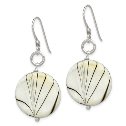 Sterling Silver Zebra Print Mother of Pearl Disc Earrings