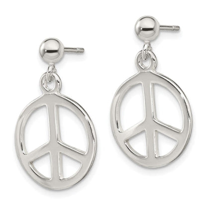 Sterling Silver Peace Sign Dangle Earrings