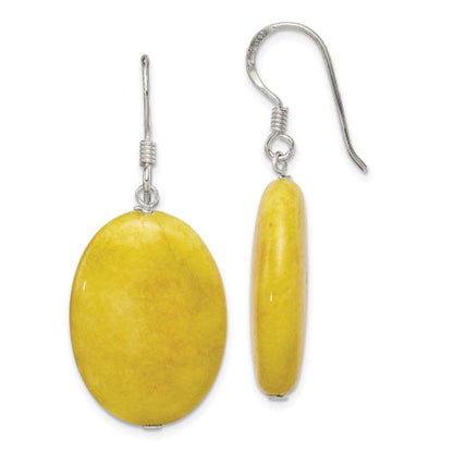 Sterling Silver Yellow Jade Earrings