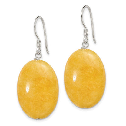 Sterling Silver Yellow Jade Earrings