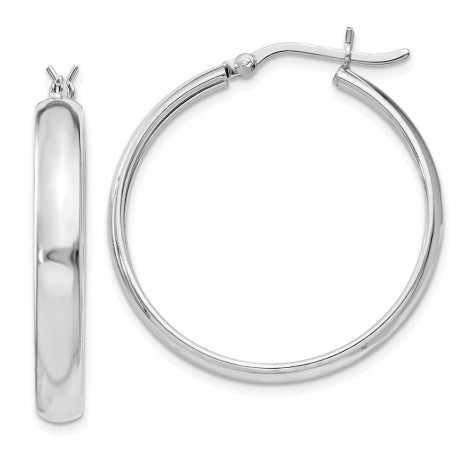 Sterling Silver 4mm x 30 Hoop Earrings