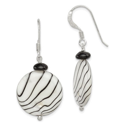 Sterling Silver Black Agate/Mother of Pearl Earrings