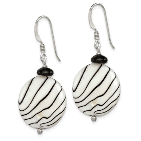 Sterling Silver Black Agate/Mother of Pearl Earrings