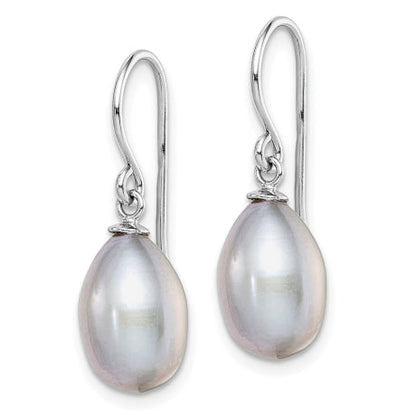 Sterling Silver Rhodium-plated Grey 8-9mm FWC Pearl Dangle Earrings