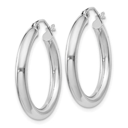 Sterling Silver Rhodium-plated 3mm Round Hoop Earrings