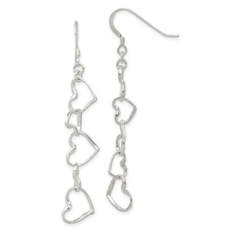 Sterling Silver Heart Dangle Shepherd Hook Earrings