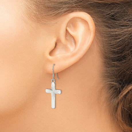 Sterling Silver Cross Shepherd Hook Earrings