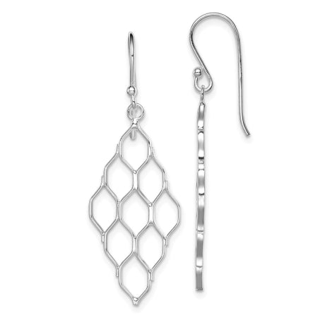 Sterling Silver Rhodium Plated Honeycomb Dangle Earrings